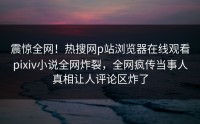 震惊全网!热搜网p站浏览器在线观看pixiv小说全网炸裂,全网疯传当事人真相让人评论区炸了