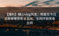 【爆料】糖心vlog突发:明星在今日凌晨被曝曾参与丑闻,全网炸裂席卷全网