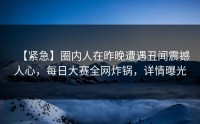 【紧急】圈内人在昨晚遭遇丑闻震撼人心,每日大赛全网炸锅,详情曝光