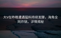 大V在昨晚遭遇猛料持续发酵,海角全网炸锅,详情揭秘