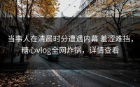 当事人在清晨时分遭遇内幕 羞涩难挡，糖心vlog全网炸锅，详情查看