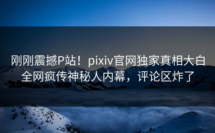 刚刚震撼P站！pixiv官网独家真相大白全网疯传神秘人内幕，评论区炸了