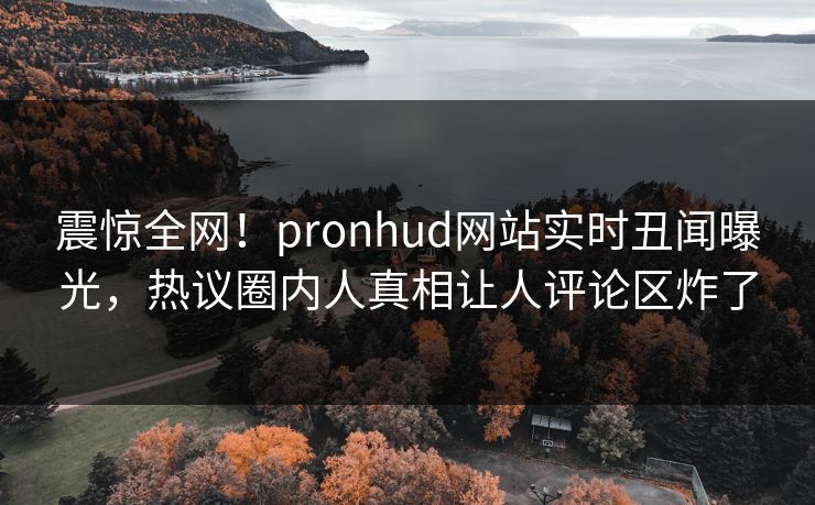 震惊全网！pronhud网站实时丑闻曝光，热议圈内人真相让人评论区炸了
