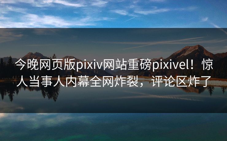 今晚网页版pixiv网站重磅pixivel！惊人当事人内幕全网炸裂，评论区炸了