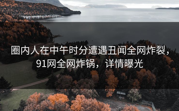 圈内人在中午时分遭遇丑闻全网炸裂，91网全网炸锅，详情曝光