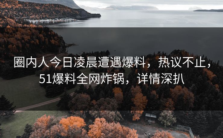圈内人今日凌晨遭遇爆料，热议不止，51爆料全网炸锅，详情深扒