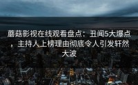 蘑菇影视在线观看盘点:丑闻5大爆点,主持人上榜理由彻底令人引发轩然大波