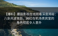 【爆料】蘑菇影视在线观看深度揭秘：八卦风波背后，网红在机场贵宾室的角色彻底令人意外