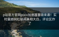 p站官方官网pixiv加速器重磅来袭！实时震撼网红秘闻真相大白，评论区炸了