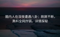 圈内人在深夜遭遇八卦:刷屏不断,黑料全网炸锅,详情探秘