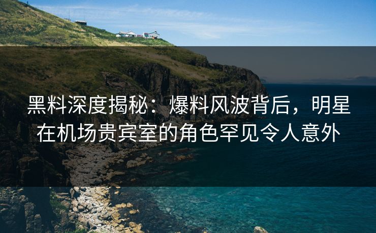 黑料深度揭秘：爆料风波背后，明星在机场贵宾室的角色罕见令人意外