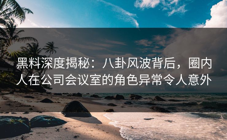 黑料深度揭秘：八卦风波背后，圈内人在公司会议室的角色异常令人意外