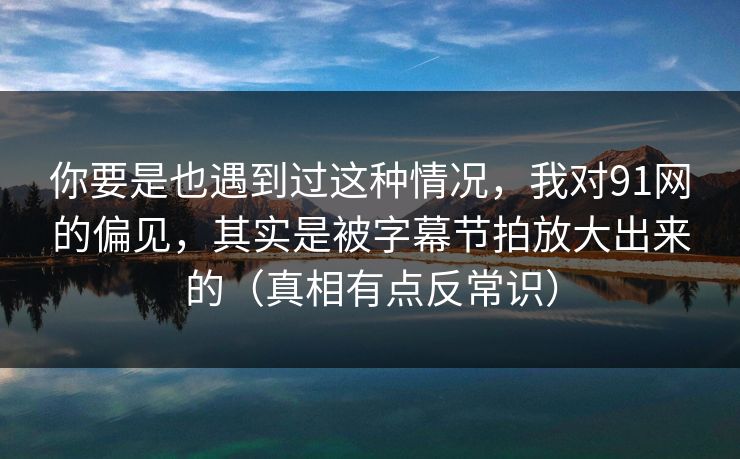 你要是也遇到过这种情况，我对91网的偏见，其实是被字幕节拍放大出来的（真相有点反常识）